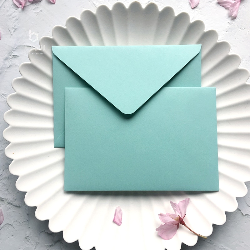 5pcs/pack Blue Wedding Envelopes Gauze Paper Luxury Window Envelopes Size 105mmx155mm