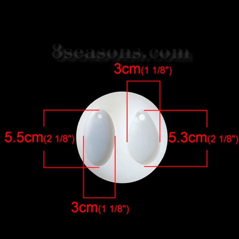 Håndlavet diy silikone harpiksform til øreringe smykkefremstilling oval form krystal epoxyform hvid 8.7cm(3 3/8 ") dia ., 1 pc