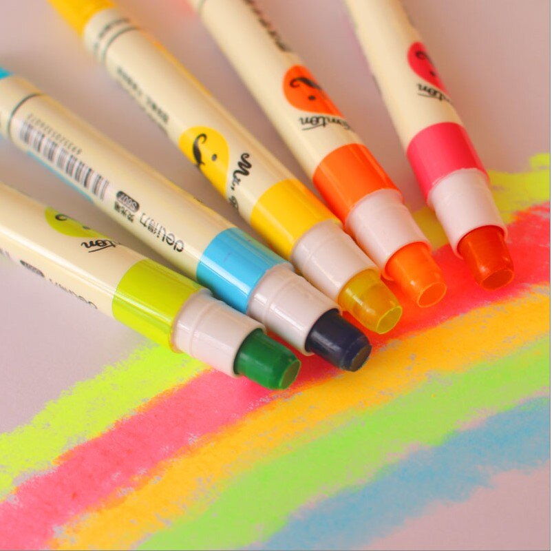 5 Stks Art Mark Markers Rotating Effen Highlighter Stick Pen Chancery Hailaiter Briefpapier 5 Kleuren Deli S607