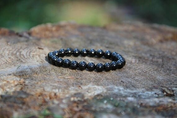 Shungite bracelet from Russia different styles polished EMF protection root chakra healing and cleaning bracelet: A-8CM