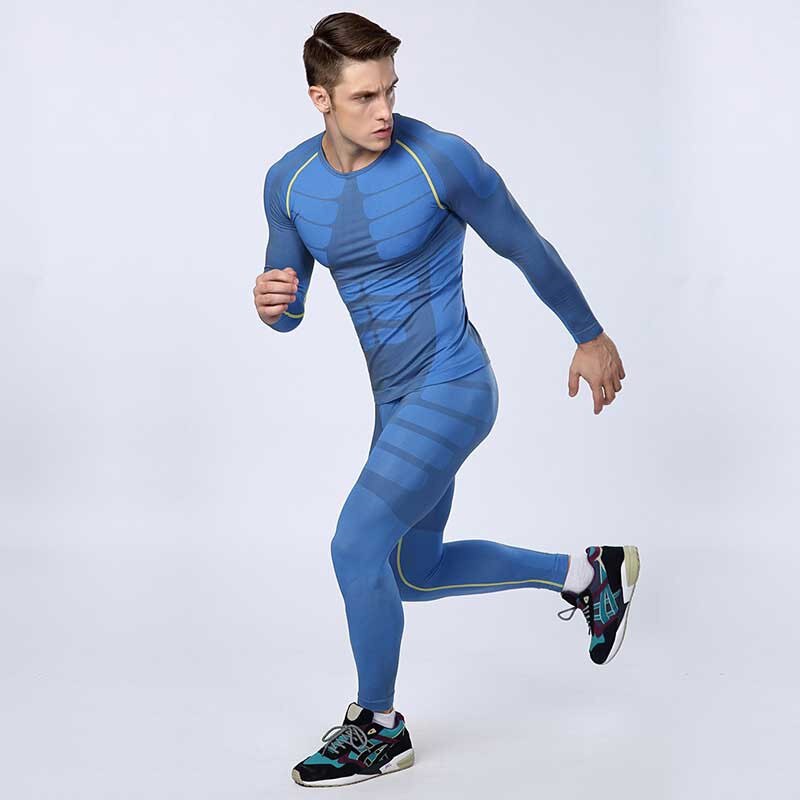 Men Pro Compression Long Johns Fitness Quick Dry Gymming Male Shirts + Tights Pants Sporting Runs Thermal Underwear Sets 0405