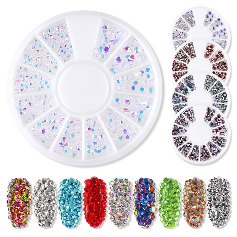 Mixed Size Nagel Steen Ab Kleur Strass Onregelmatige Kralen Charms Manicure Nail Art Decoraties Kristallen In Wiel Nail Supplies