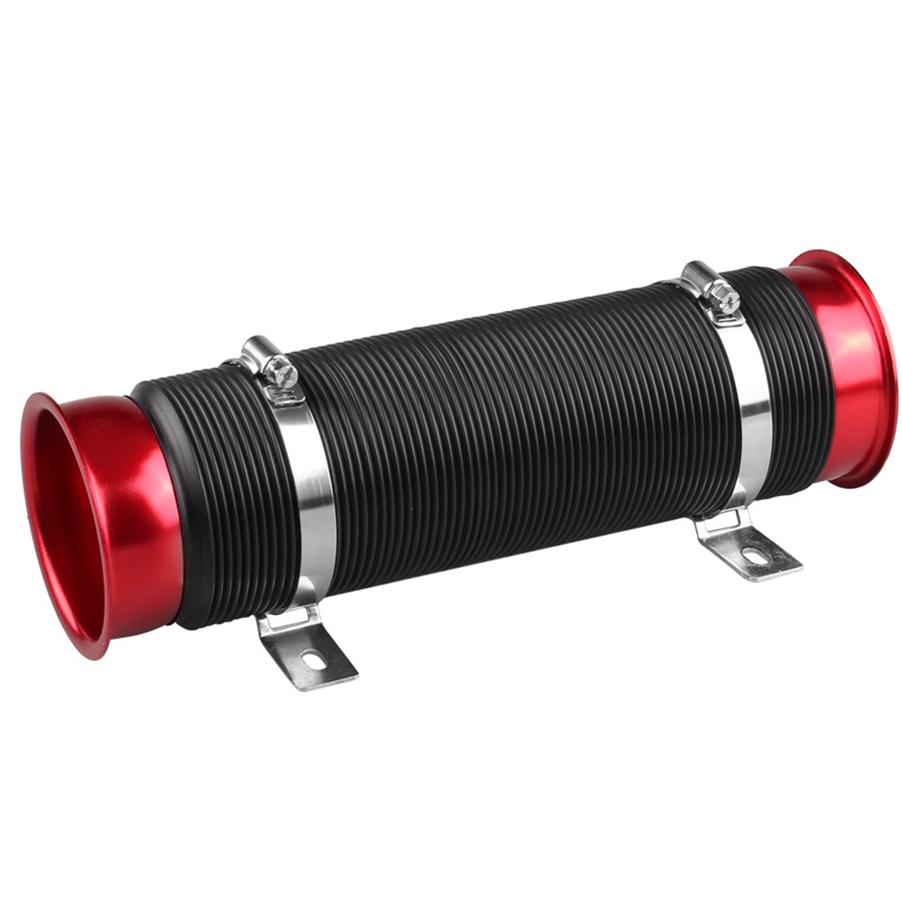 1Pc Universal Adjustable Flexible 3 Inch Cold Air Intake Induction Pipe Red/Blue