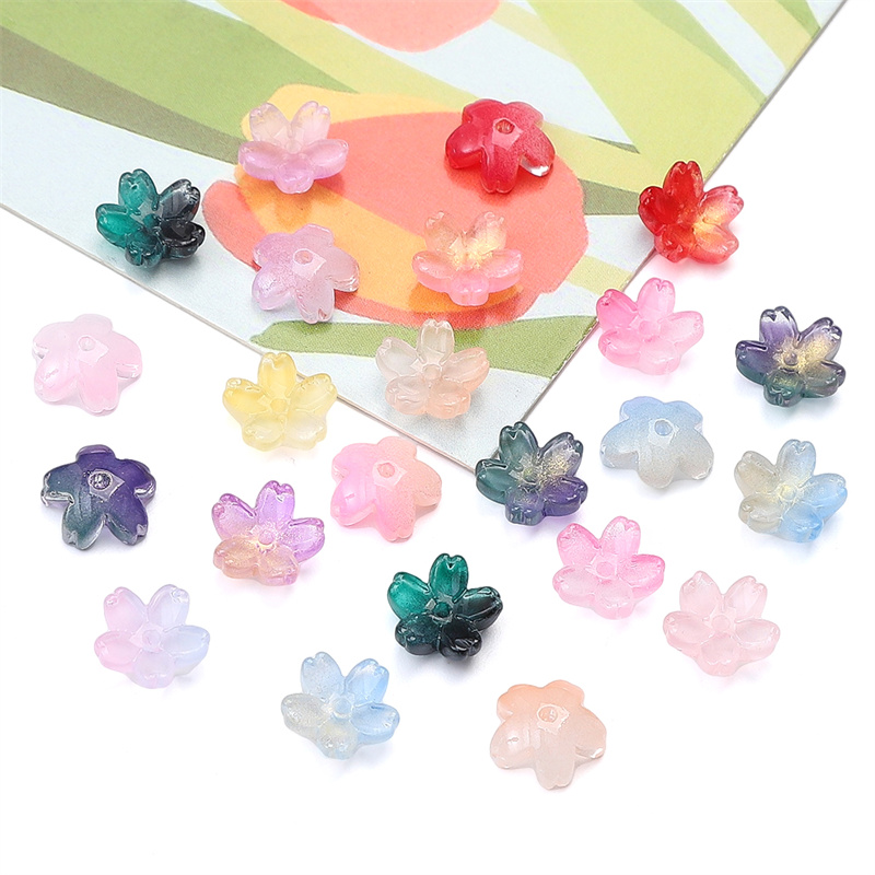 10 Uds. Cuentas sueltas degradadas de vidrio de 11mm, cuentas de flor de cerezo para hacer bricolaje, pulsera, collar, pendientes, accesorios