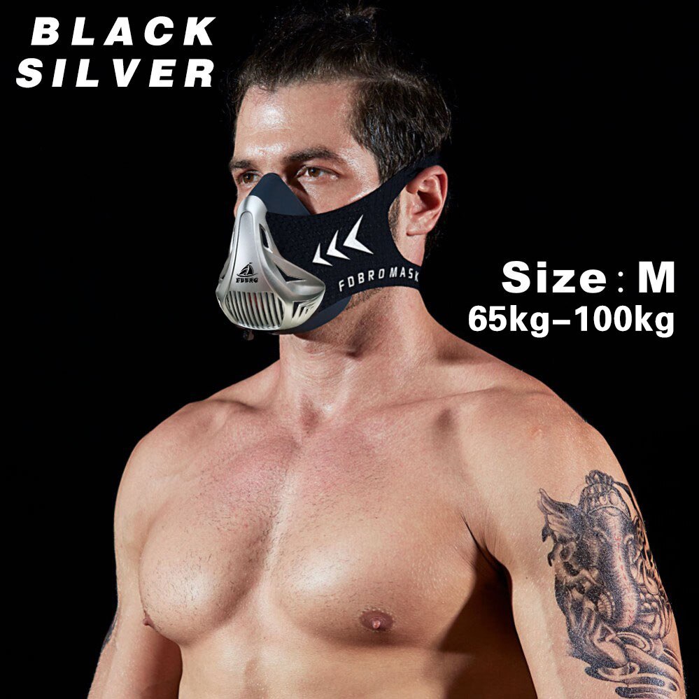 Fitness training sports mask 3.0 sports mask Fitness ,Workout ,Running , Resistance ,Elevation ,Cardio ,Endurance Mask: Black Silver M