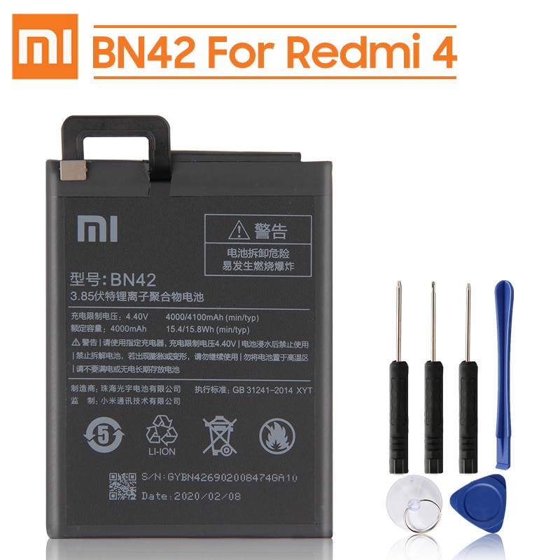 Xiao Mi Originele Vervangende Batterij BN42 Voor Xiaomi Redmi 4 Hongmi4 Redrice 4 Authentieke Telefoon Batterij 4000Mah