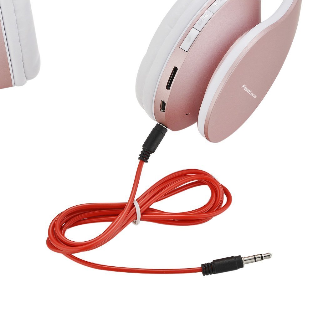 Wireless Bluetooth Headphone Rose Gold Stereo Bass Headset Big Headphones with Mic TF FM Noise Canceling Wireless Headphones