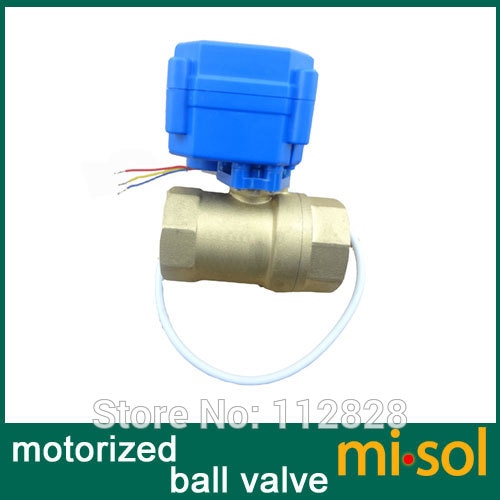 Vanne à Bille Motorisée MISOL 12V DN25 (1" BSP Réduit) Laiton - 2 Voies Avec Interrupteur Manuel