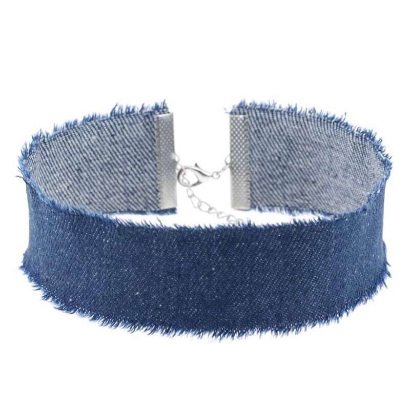 Collier ras du cou en tissu tendance pour femmes, 4 couleurs, tatos élégants, bijoux à la , Maxi, accessoires simples,: blue