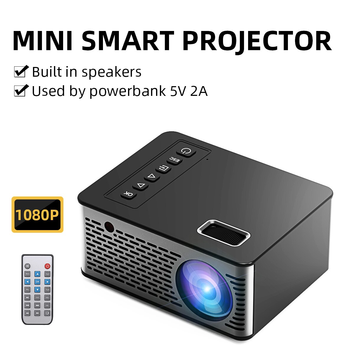 Mini Projector Support 1080P Full HD Projector LCD LED Home Theater Projector 600 Lumens Outdoor Home HDMI/USB/AV