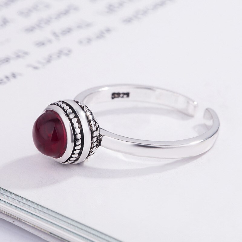 Bohemian 925 Sterling Zilver Grote Kristallen Ringen voor Vrouwen Maat Verstelbaar Antieke Ring Bruiloft Sieraden