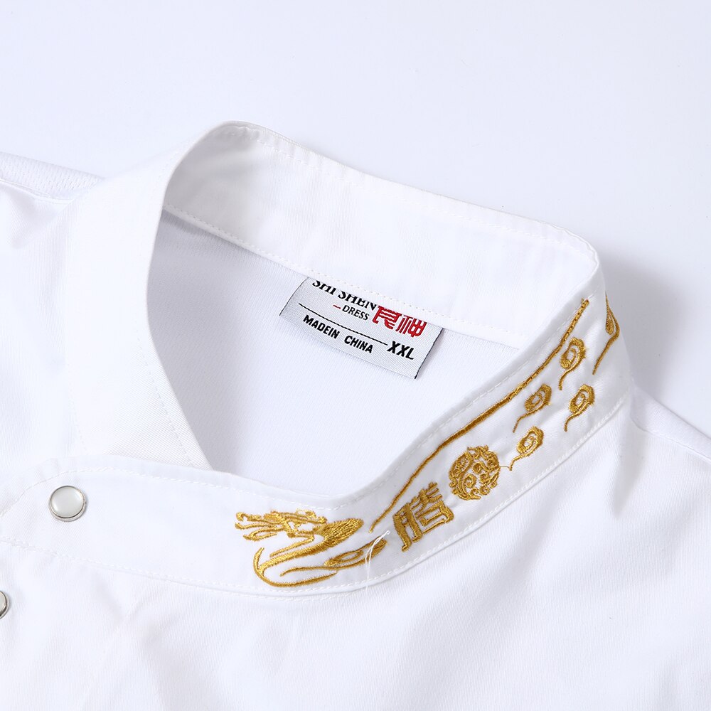 Unisex ademend korte mouwen chef-kok uniform drakentotem koksjas bakkerij chef-kok werkuniform