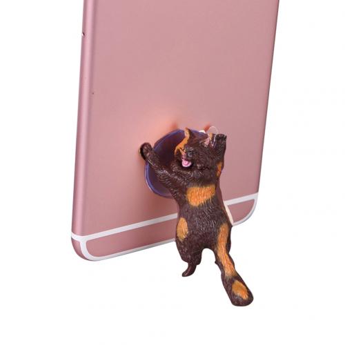 Draagbare Telefoon Houder Leuke Kat Vorm Hars Mobiele Telefoon Houder Zuignap Standaard Houder Voor Smartphone Desktop Decor: Yellow Brown