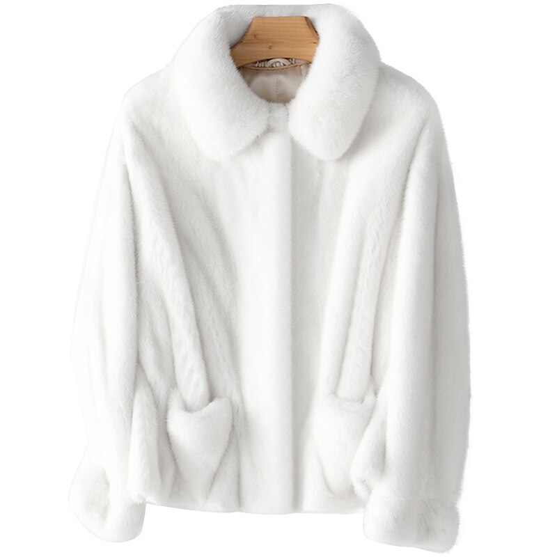 Lautaro Winter Korte Witte Dikke Warme Faux Nertsen Bontjas Vrouwen Zakken Runway Luxe Pluizige Harige Jas Koreaanse Mode