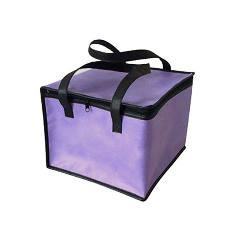 Storage Big Square Insulation Bags Solid Color Insulated Thermal Cooler Bag Lunch Time Sandwich Drink Cool Storage Chilled Zip: Purple