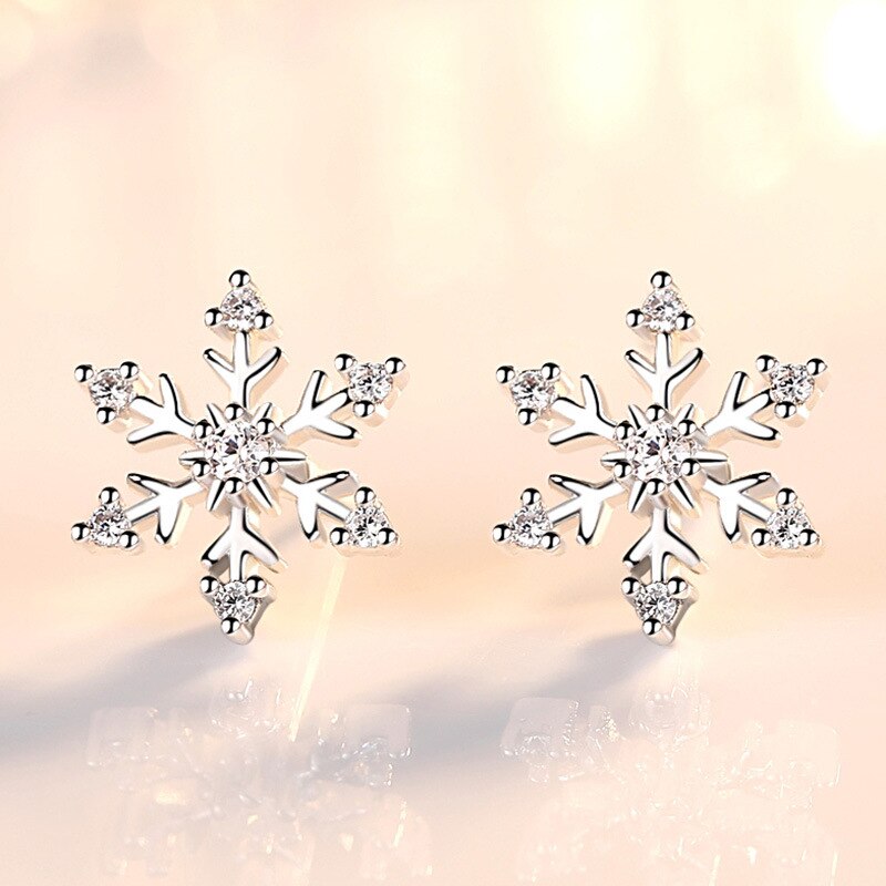 Korea udsøgte zirconia snefnug ørestikker til kvinder skinnende krystal blomst øreringe piger trend bryllup fest smykker: 3