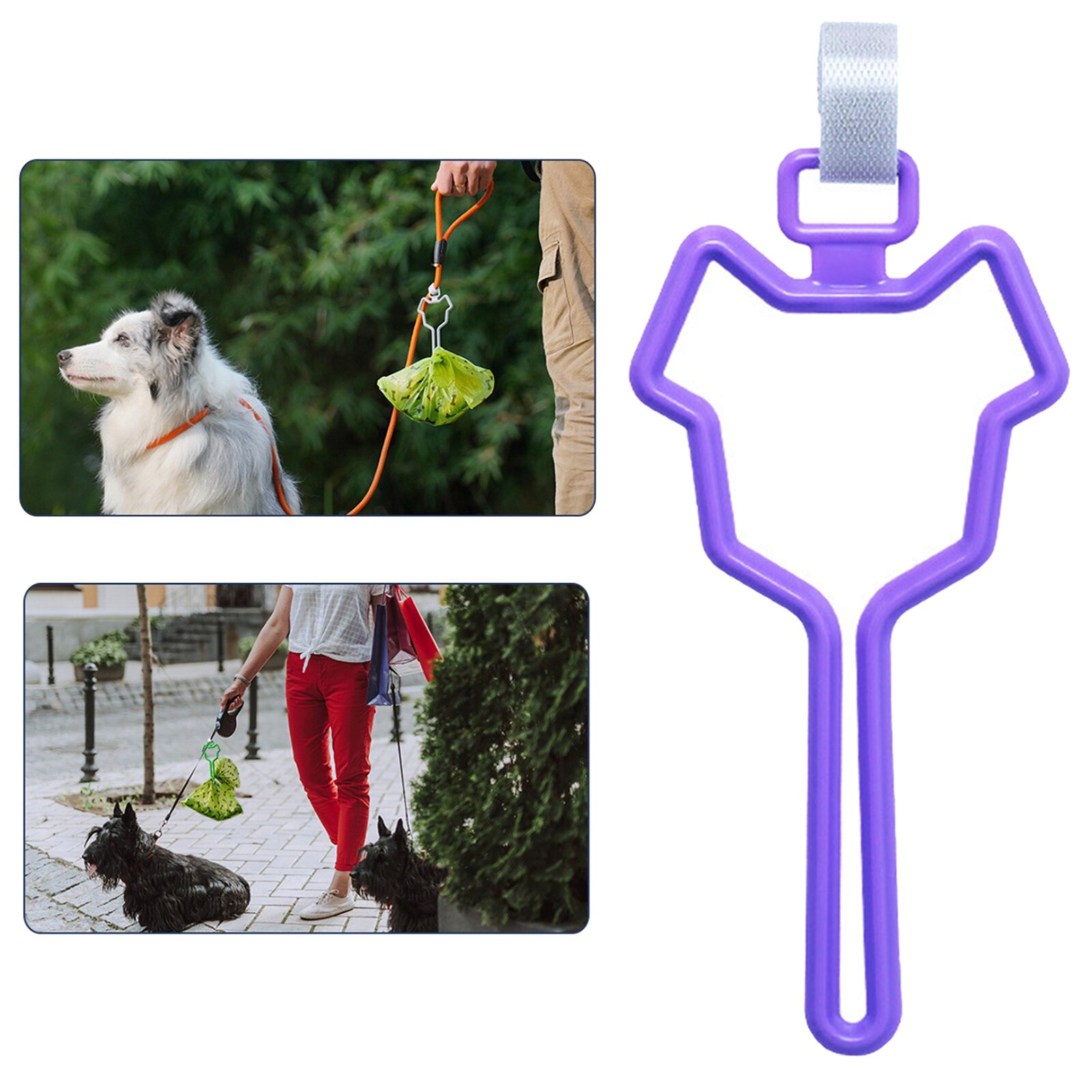 Plastic Dog Poop Bag Holder Waste Bag Carrier Clip Adjustable Attachment: Purple
