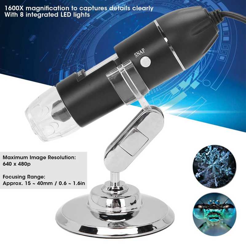1600X Usb Digitale Microscoop Verstelbare 8LED Draagbare Elektronische Microscoop Met Standaard Elektronische Microscoop