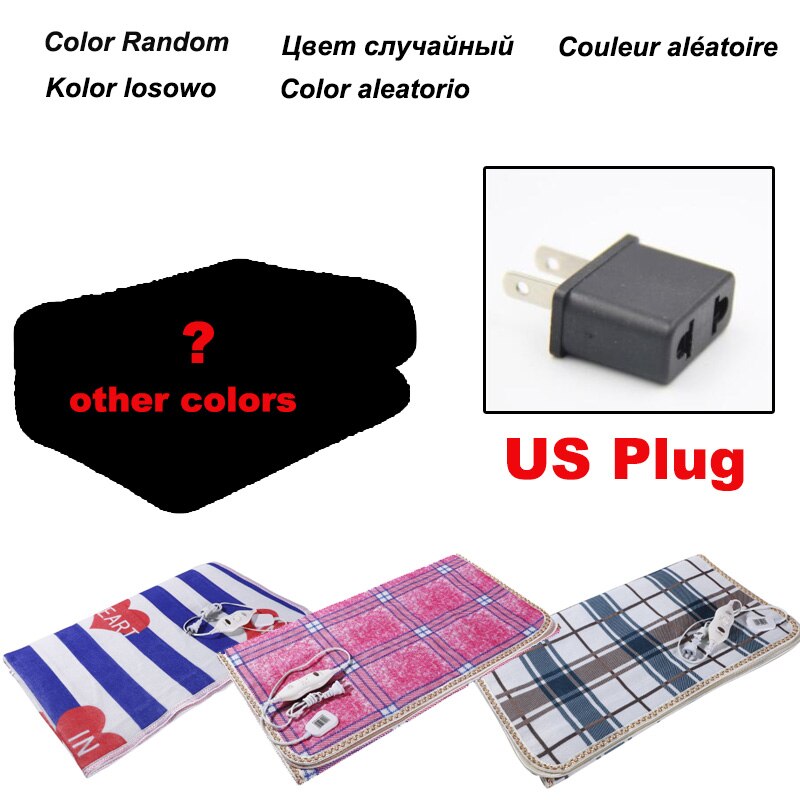 Manta eléctrica para el hogar de 55W, calentador individual para el cuerpo, termostato, almohadilla de invierno para dormitorio, manta calefactora (Color aleatorio): US Plug
