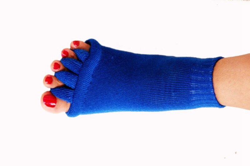 Cykelstrumpor femtå strumpa ortos separatorer för tårna bunion corrector ortopedisk hallux valgus korrigering hållning: Blå