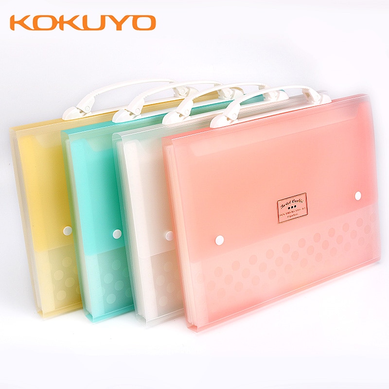 Kokuyo pastel cookie dokumentfil orgeltaske 13 lommer  a4 bærbar mappe transparent omslag sammenflettet informationshæfte