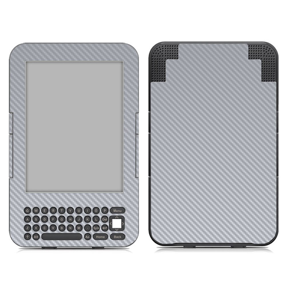 for Kindle 3 Keyboard k3 carbon fiber skin sticker: Silver