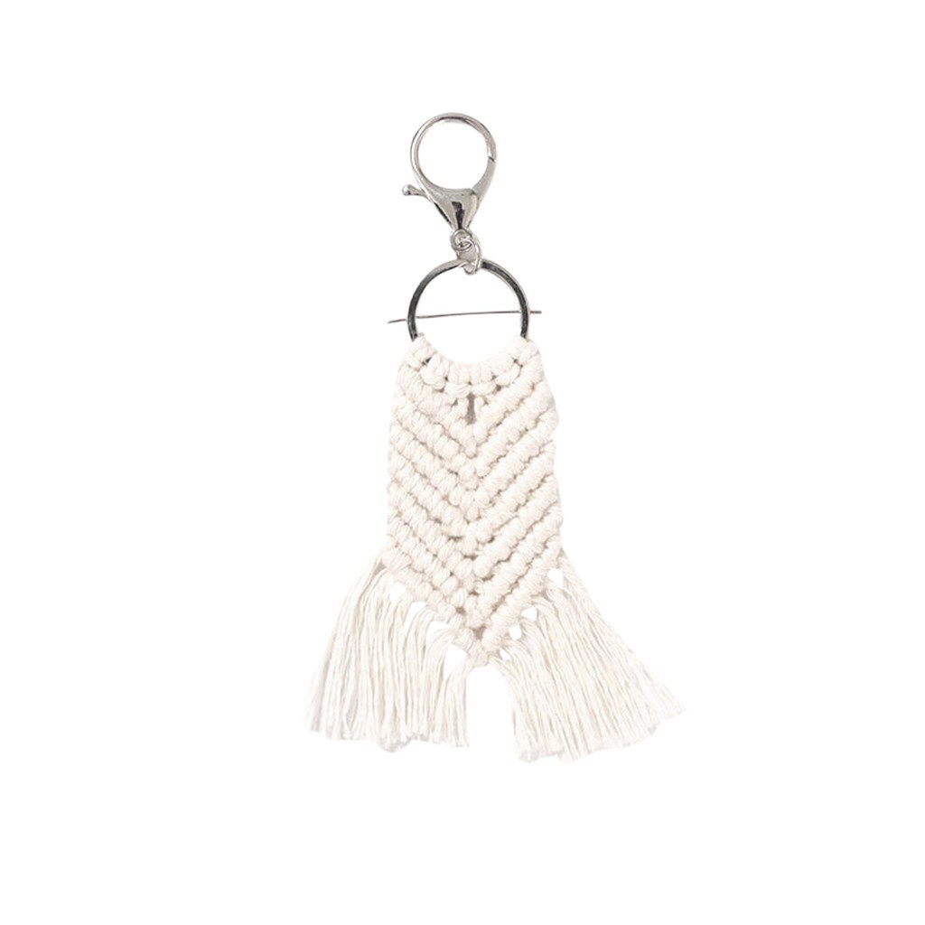 25# Artilady Hawaii Tassel Keychains For Women Boho Key Holder Keyring Macrame Bag Charm Jewelry For Friends: B