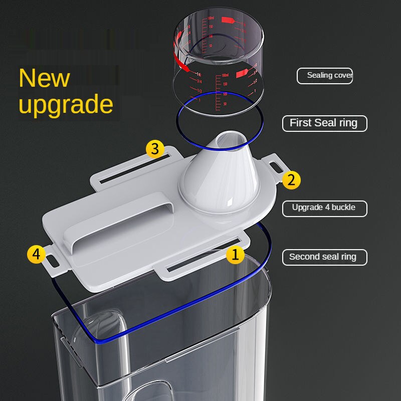 Dyremad spand katte- og hundefoderbeholder fugttæt forseglet krukke 2kg hundefoderspand plastopbevaringstank med målebæger