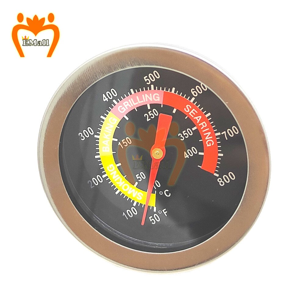 Rustfritt stål bbq røyker grill termometer temperaturmåler 50-800 grader fahrenheit 10-400 grader celsiu mat kokeovn
