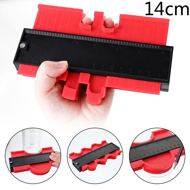 12/14/25/50 Cm Multifunctionele Contour Profiel Gauge Betegelen Laminaat Tegels Rand Vormgeven Hout meet Ruler Tegels: 14cm red