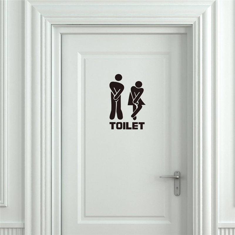 Sjove toiletskilt væg klistermærker badeværelse dekoration diy adesivos de paredes hjem mærkat væg mual kunst plakater aftagelige: -en