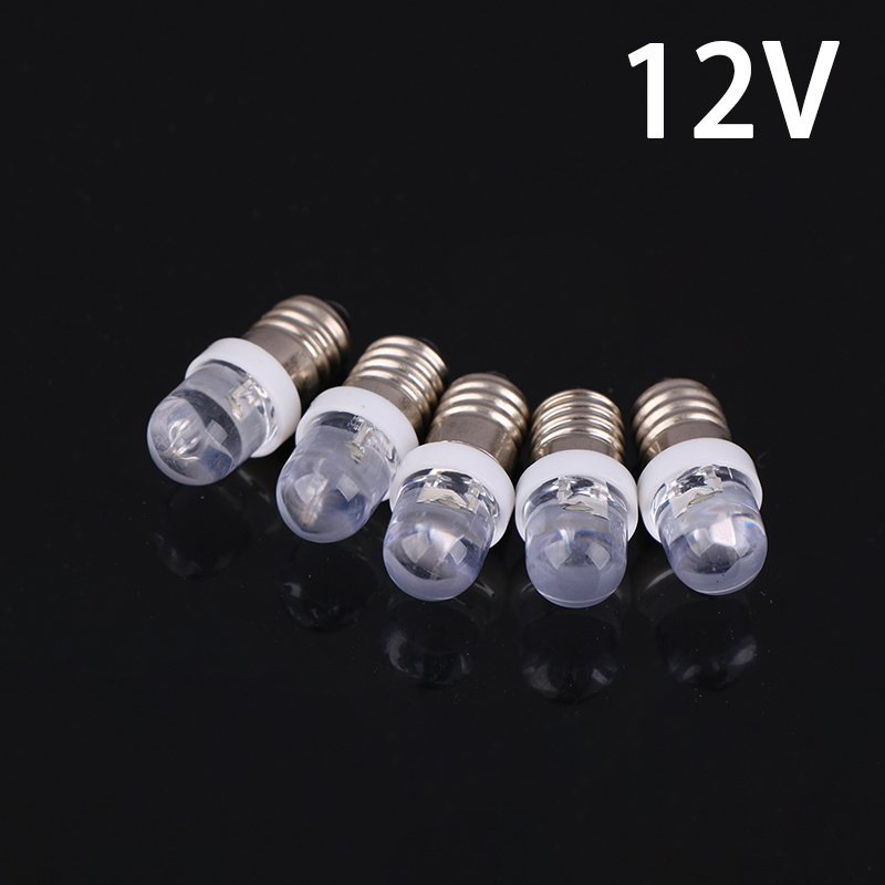 5 stk.  e10 led-pære  e10 dc 3v 6v 12v 24v instrumentpære  e10 indikatorpære gammeldags lommelygte fakkel gør-det-selv-arbejde mini-lys: Grøn