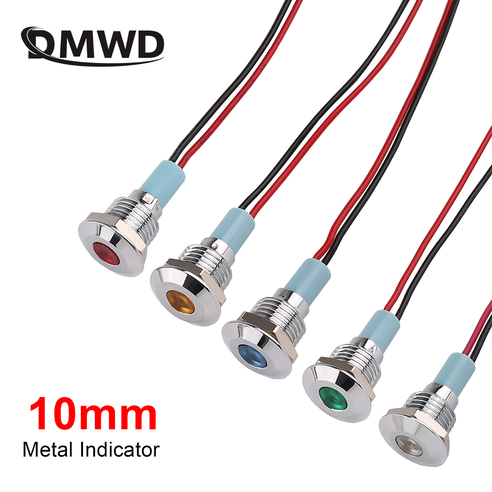Led Metalen Lampje 10Mm Waterdichte Power Signaal Lamp 3V 5V 6V 12V 24V 220V Andere Rood Geel Blauw Groen Wit