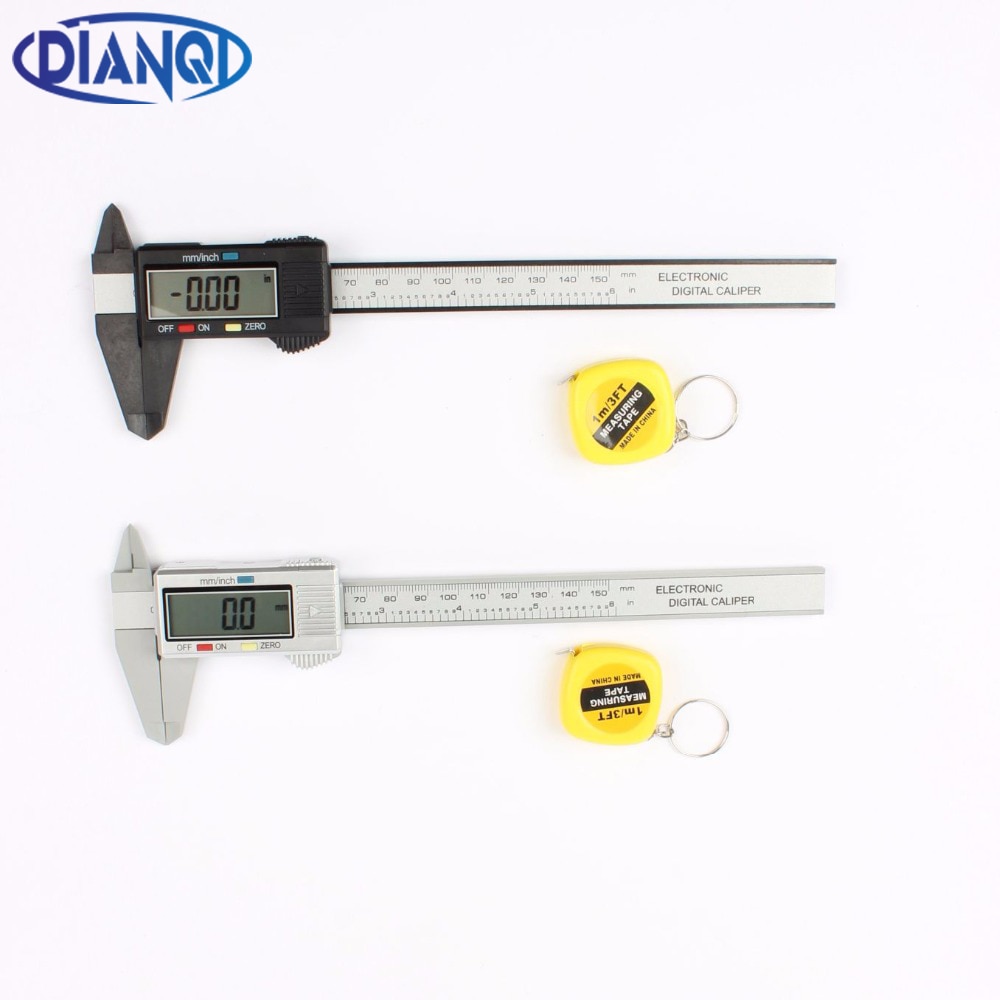 150mm 6 inch LCD Digital Electronic Carbon Fiber Vernier Caliper Gauge Micrometer Measuring Tool 1m tape measure
