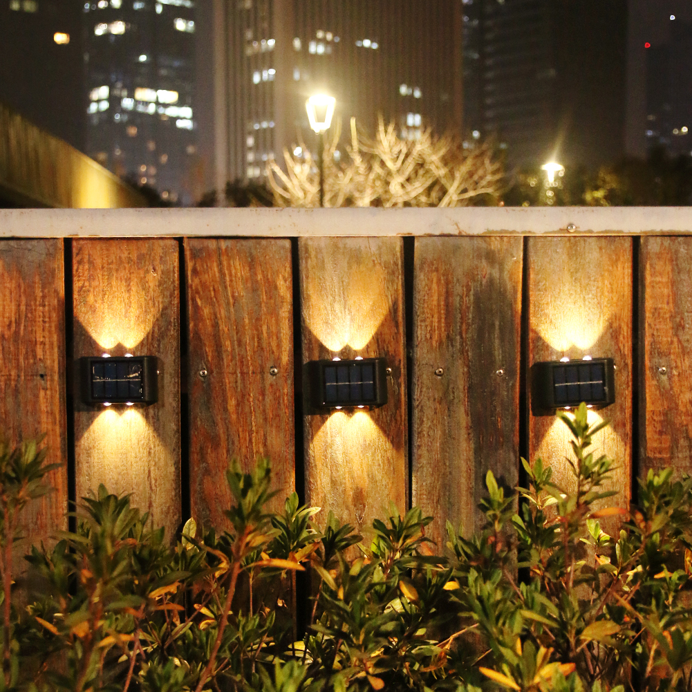 2pcs LED Solar Wall Lamp Outdoor Balcony Path Garden Porch Street Decor Waterproof Up And Down Luminous Lighting Solar Lights