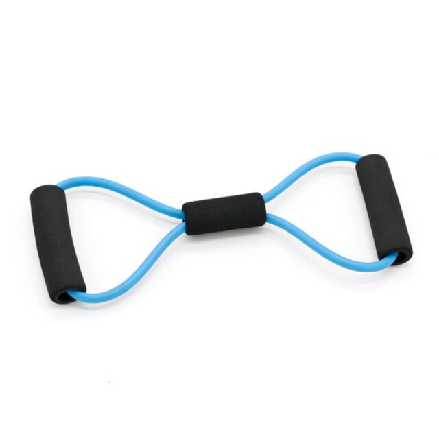 8 Shape Latex Chest Expander Adjustable Hand Gripper Muscle Pull Training Multi Function Exerciser: Blue