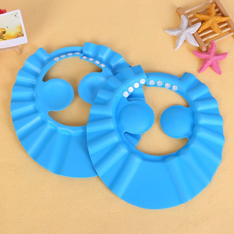 1Pcs Baby Safe Shampoo Bathing Shower Cap Hat Wash Hair Adjustable Shower Protect Eye Water-proof Shield elastic Shampoo Cap: Blue