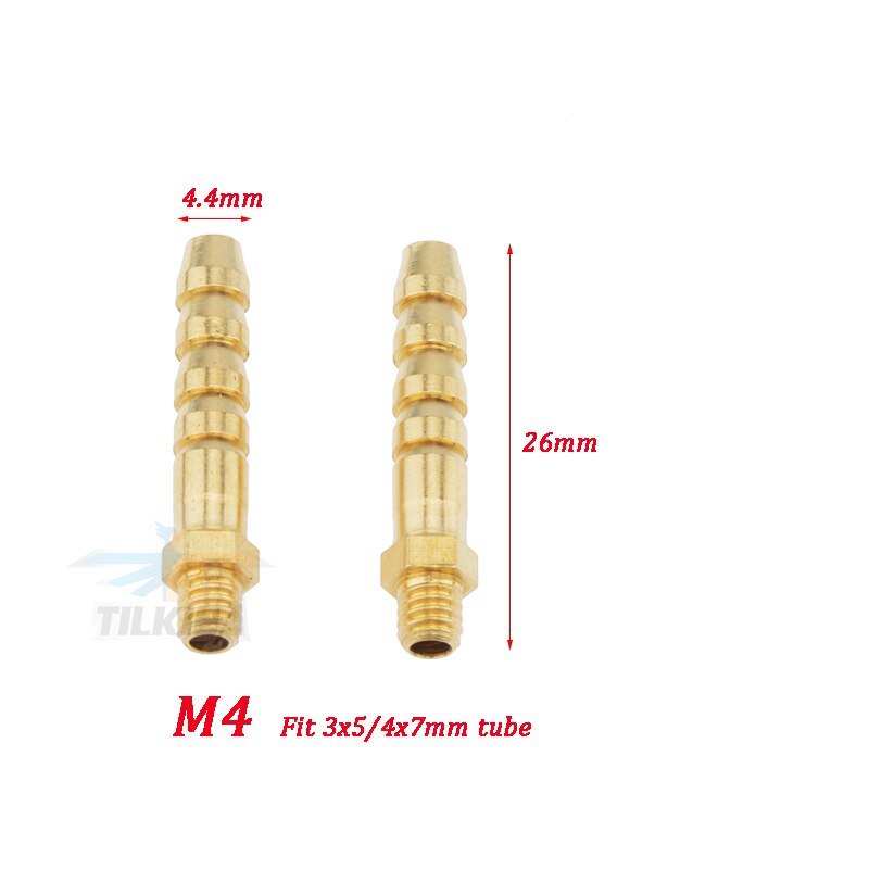 Rc Boat Brass Water cooling faucet M3/M4/M5/M6 Thread Water Nipples Fuel Nozzles For Methanol Gasoline Boat 2pcs: M4xL26mm