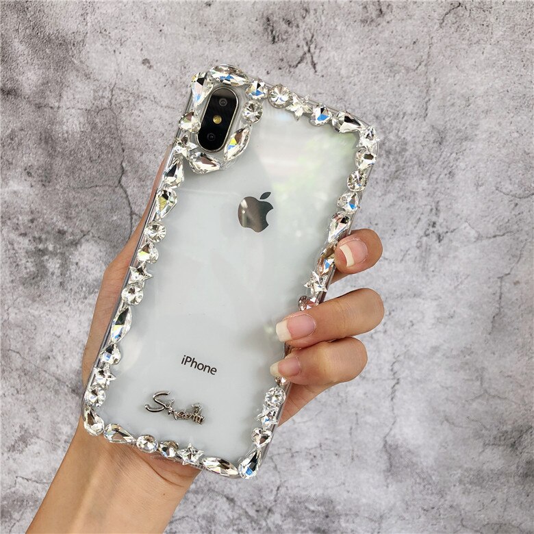 Funda para iPhone 11 XR 7 8 11 Pro Max X XS Max Plus 6 6s funda de lujo de diamantes de imitación para teléfono móvil transparente todo incluido