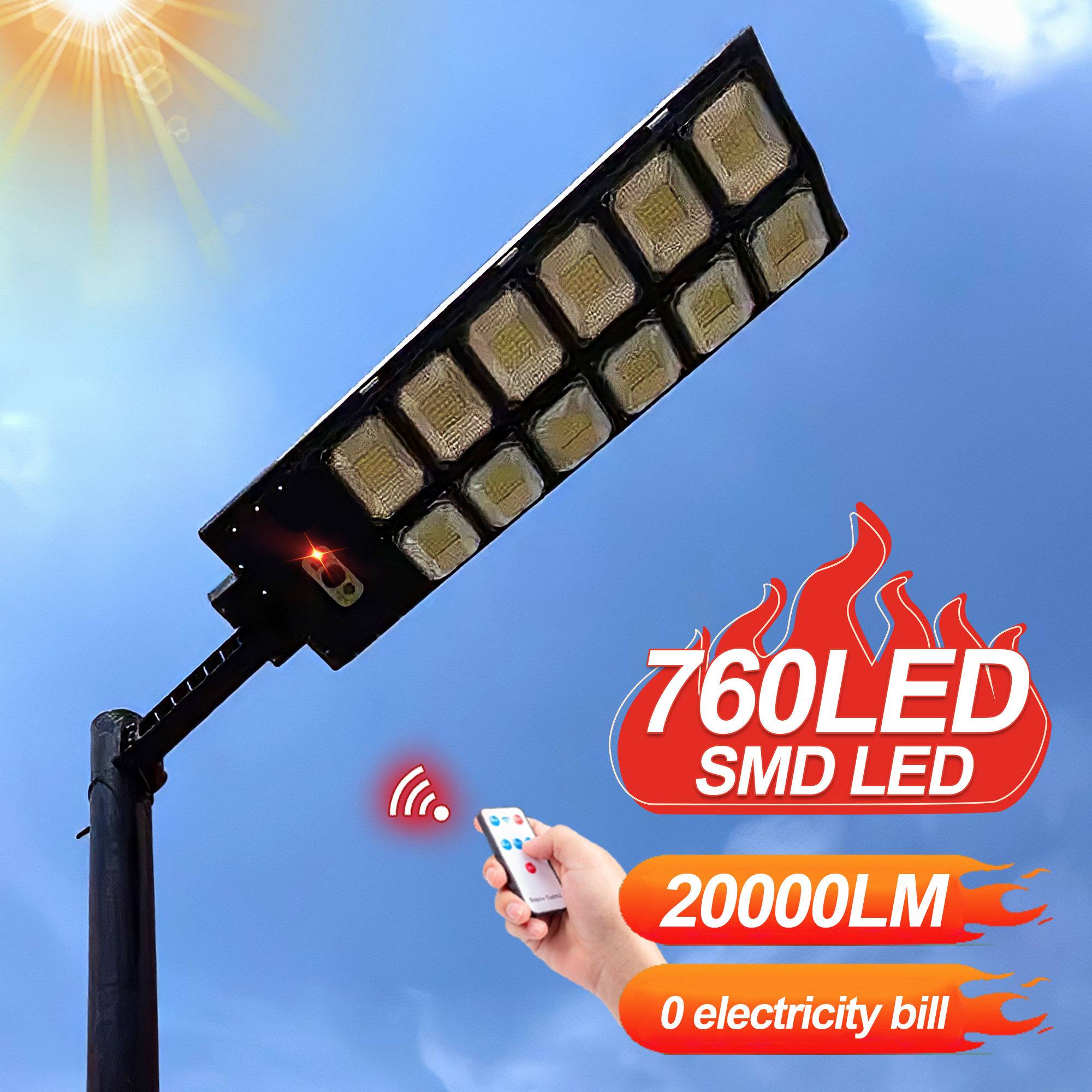 760led Zonne-Energie Verlichting Buiten Tuin 3 Modi Externe Zonne-Energie Lamp Buiten Ip67 Waterdicht 18650 Zonlicht Straatlicht Bewegingssensor