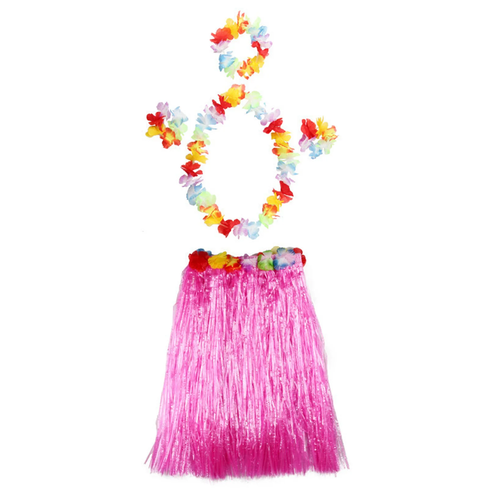 1 Set Kids/Girls Hawaiian Luau Grass Hula Hawaiian-Style Suit Flower Skirt For Parties Balls Festivals And Carnivals-Supplies