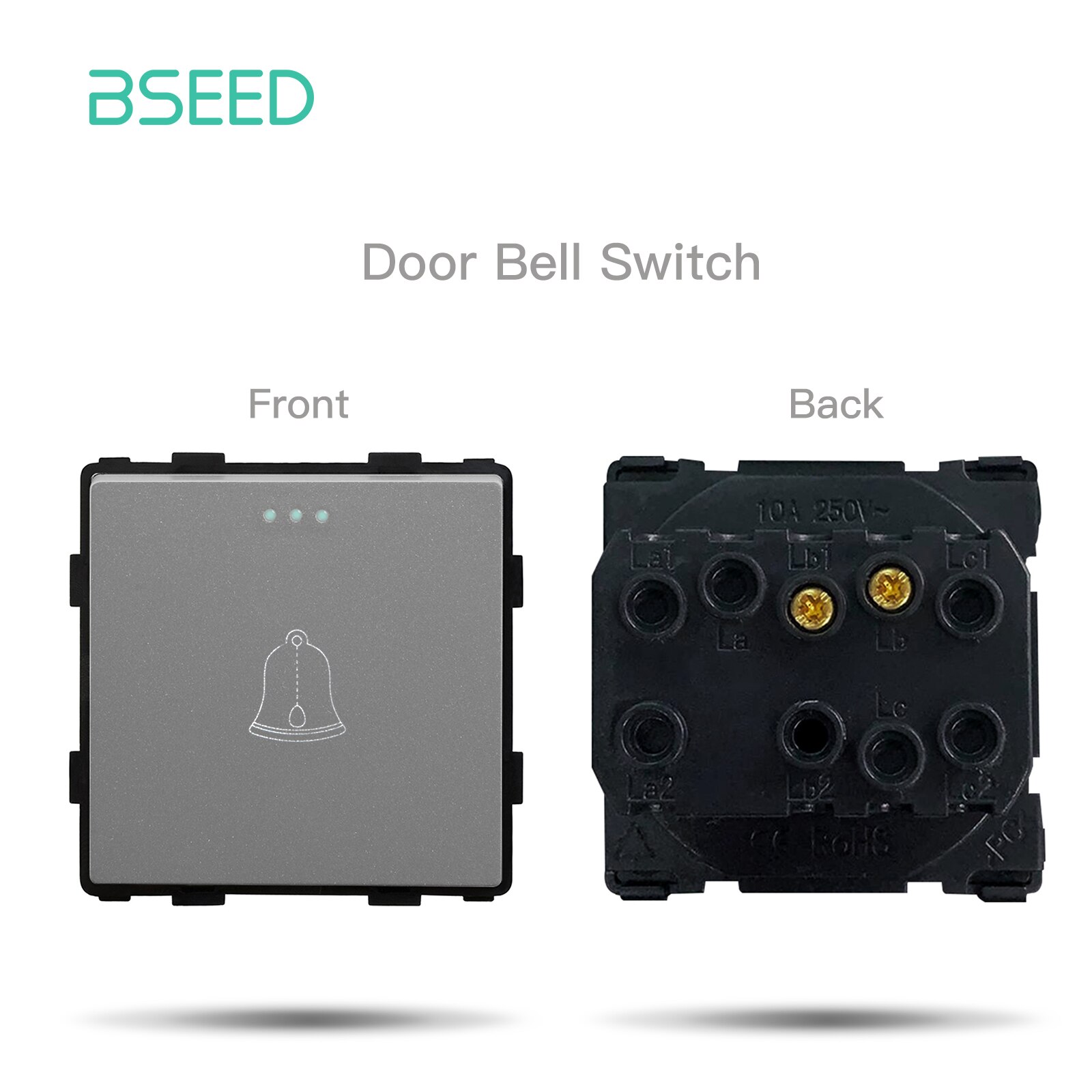 BSEED Mechanism Wall Push Button Light Switch Dimmer Glass Frames EU French Electric Socket Function Parts DIY Free combination: Door Bell Switch