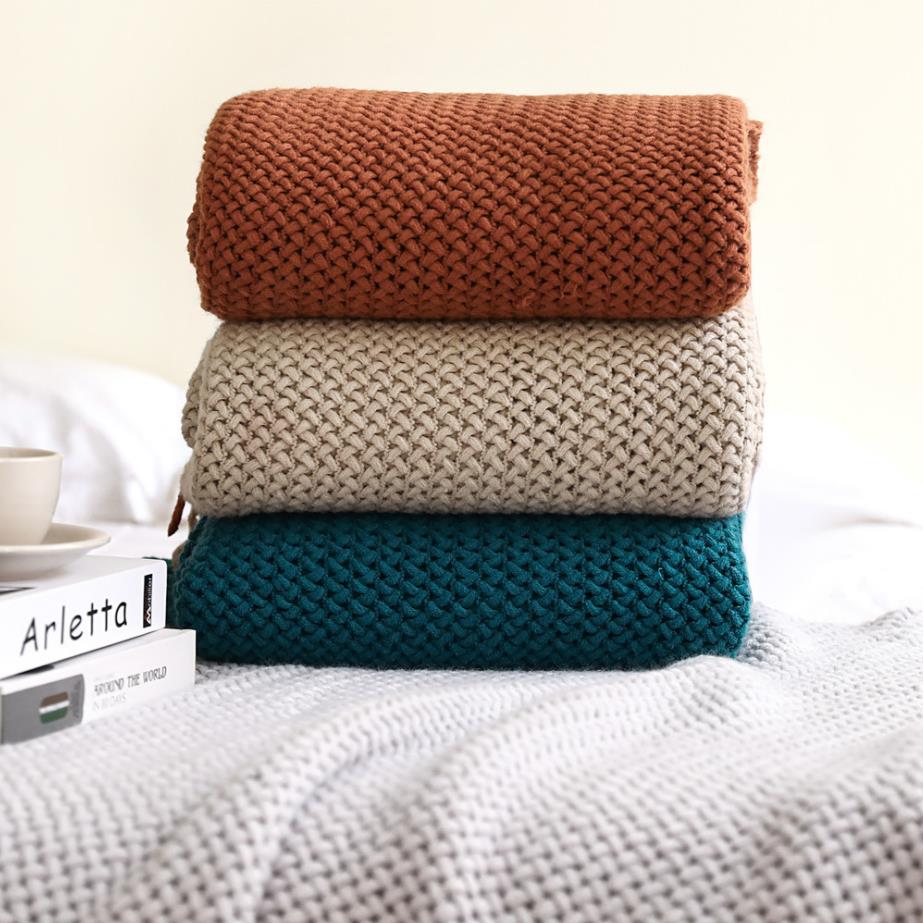 Nordic Gebreide Deken Met Kwasten Airconditioning Zachte Reizen Bed Dutje Gooien Deken Sprei Sofa Cover Anti-Pilling Deken