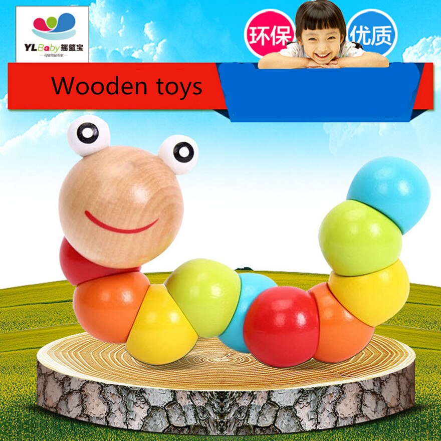 1 Pcs Educational Toys Flexibility Baby Wiggle Worm Interesting Kids Multicolor Wooden Puzzles Toy