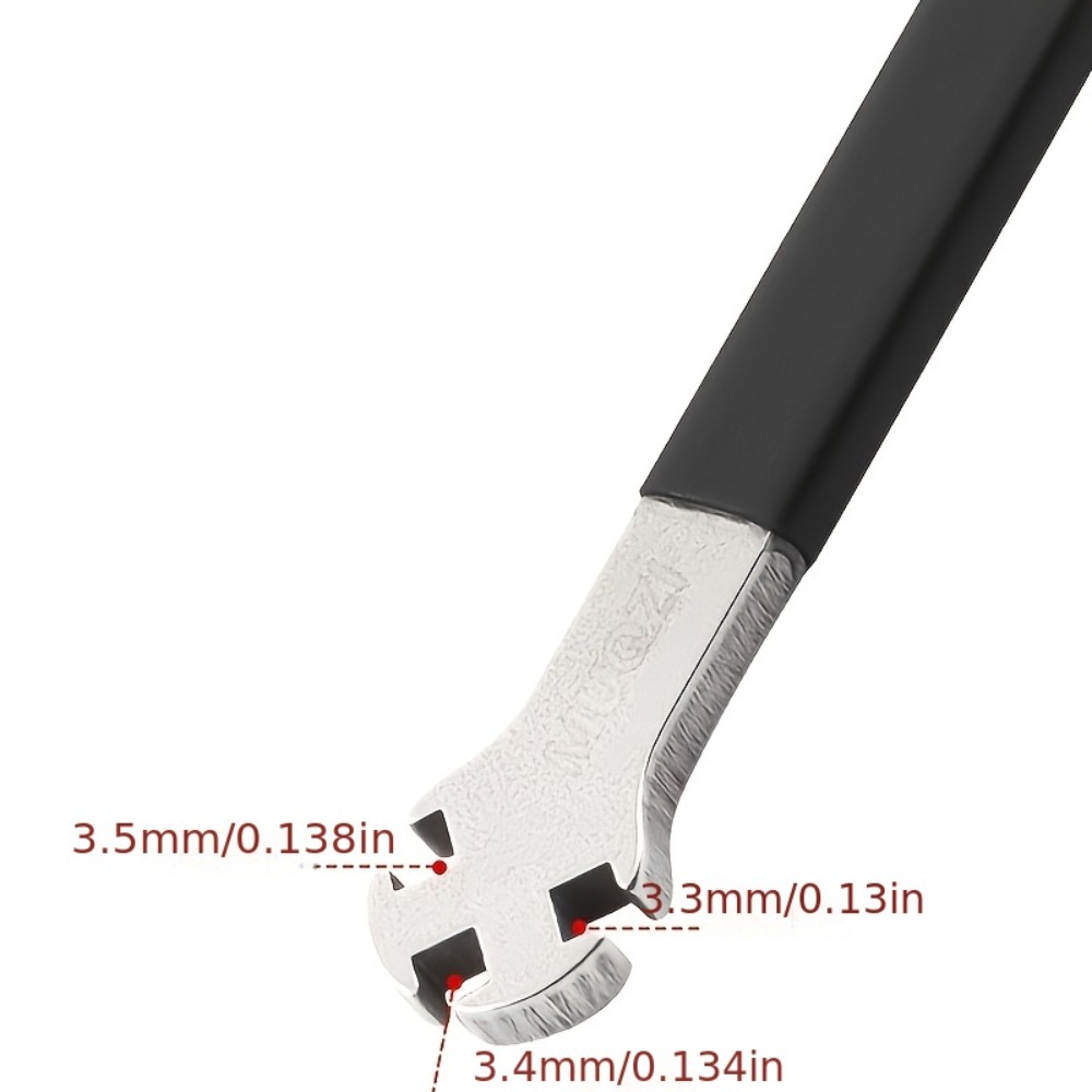 Llave para radios de bicicleta, una herramienta para ajuste de radios y reemplazo de ruedas de bicicleta de montaña y de carretera.