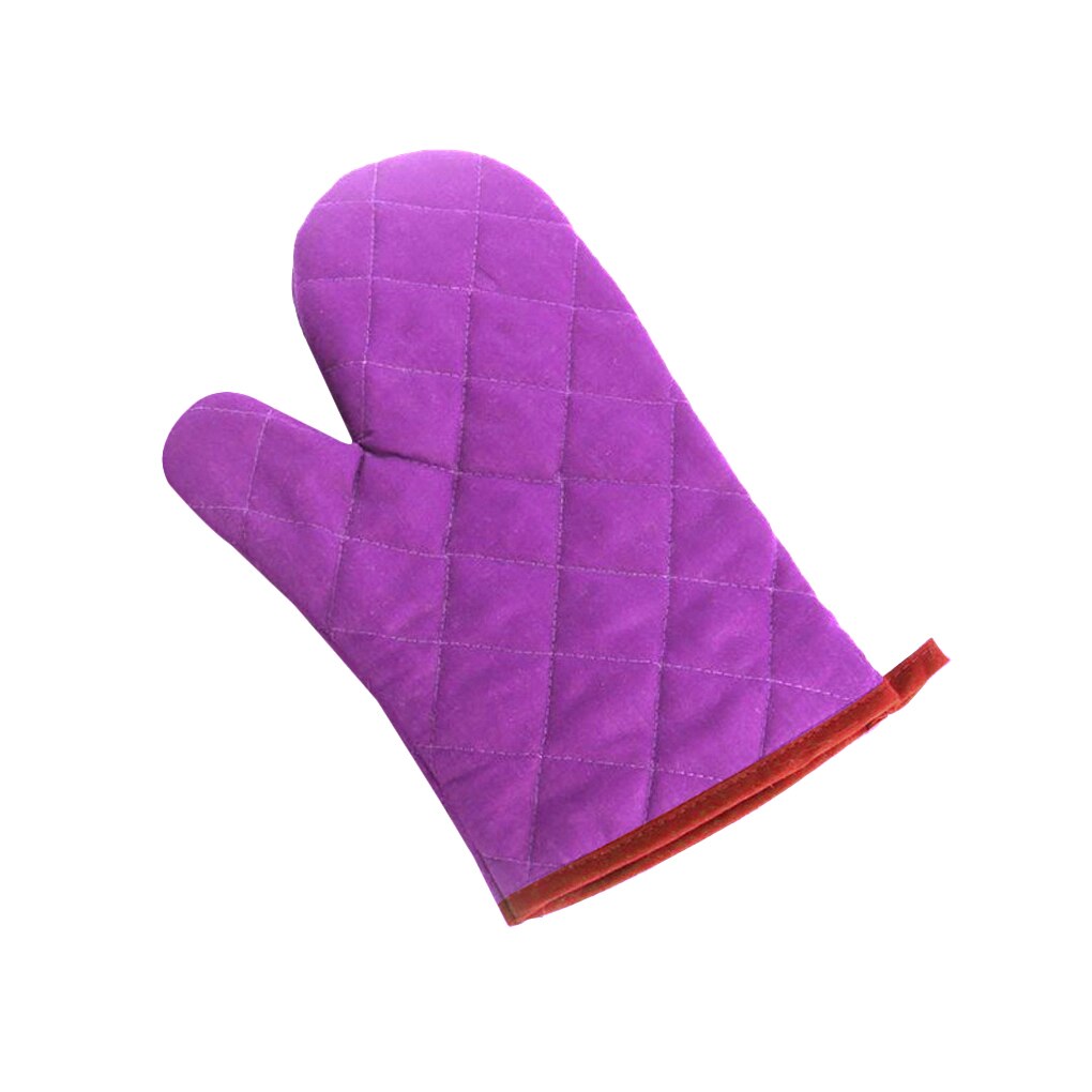 1PC High-temperature Thick Insulation Microwave Oven Gloves Kitchen Supplies Cotton Solid Oven Mitts: purple