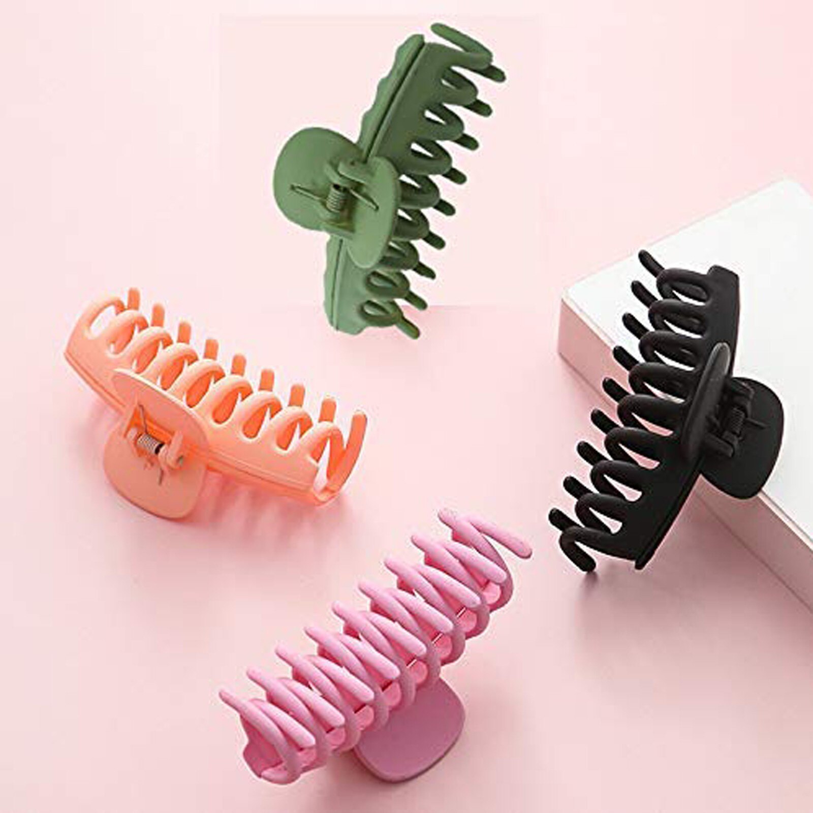 4 Stuks Klauw Clip Voor Vrouwen Stoere Zwarte Plastic Haar Klauw Grote Size Haar Klemmen Klauw Clip Krab voor Haar Accessoires Roze: Default Title