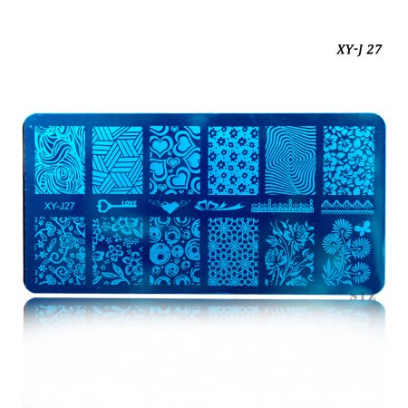 12 x 6cm 16 designs blomster tegneserie blonder gør-det-selv polish stempling nail art stempel skabeloner manicure negle stencils overførselsværktøj xyj 17-32: Xyj 27