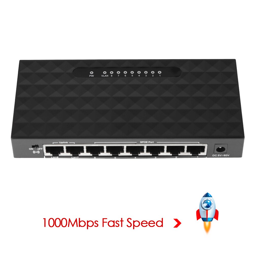8 portas de rede switch 10/100mbps poe ethernet switcher rj45 lan hub completo/meio duplex adaptador desktop