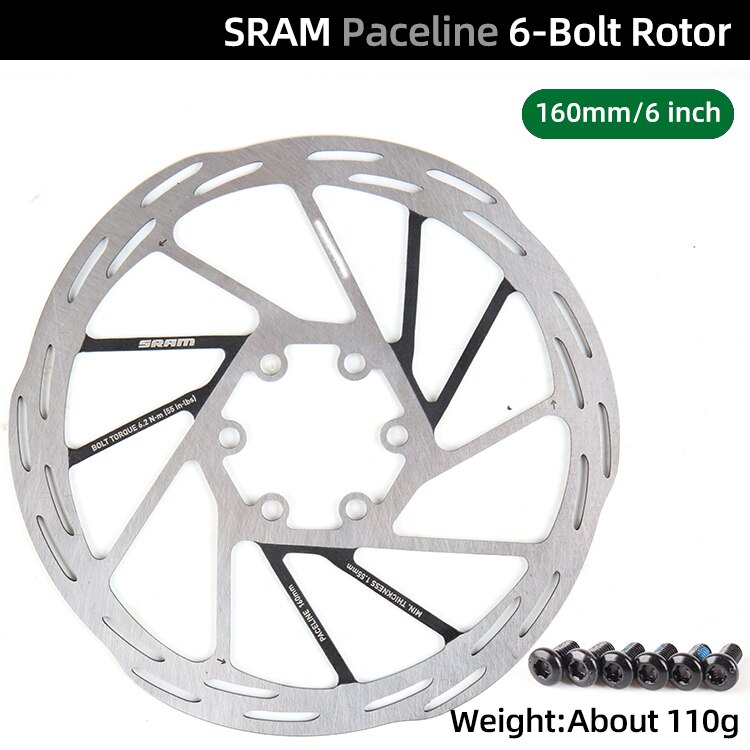 Sram centerline skivebrems rotor 6 bolter 140/160/180/200mm 4/6/7/8 tommer center paceline skiver rotorer